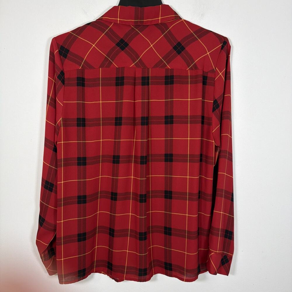 Torrid x‎ Betsy Johnson Red Plaid Button Down Top Shirt Size 0 Large Holiday - Picture 8 of 9